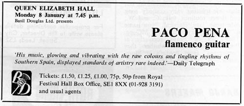 Paco Pena's QEH recital in BMG January 1973